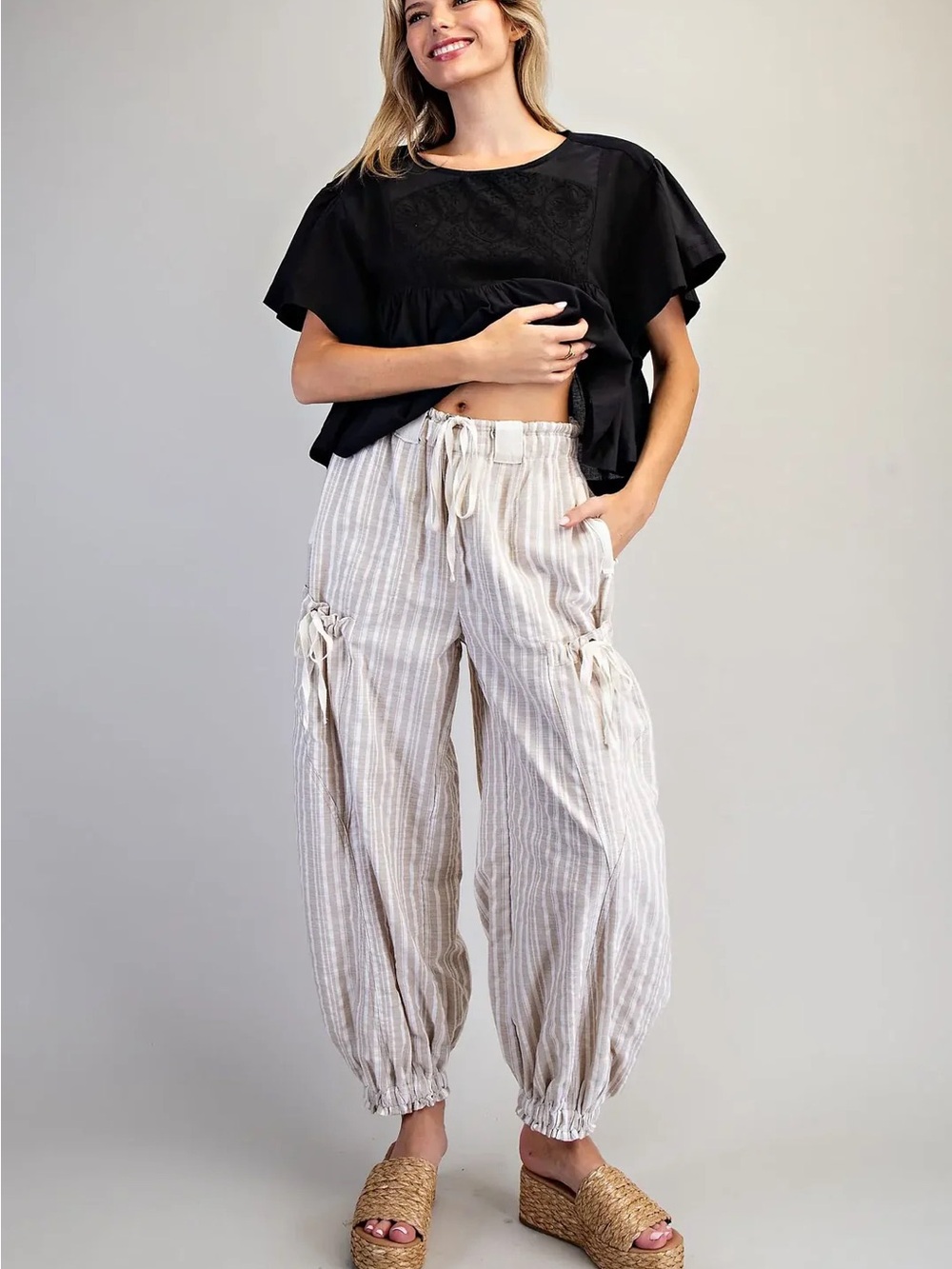 Striped jogger drawstring pants